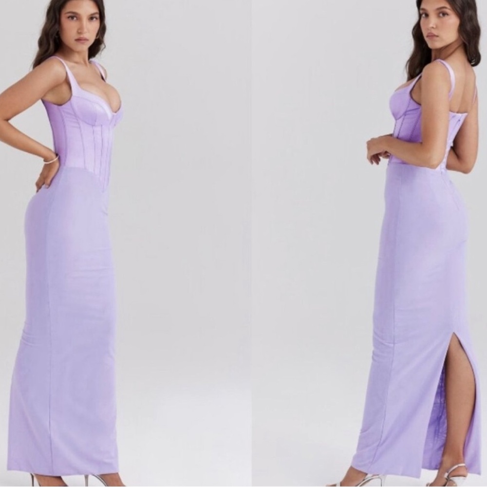 HOUSE OF CB 'Breeze' Orchid Satin Corset Maxi Dress